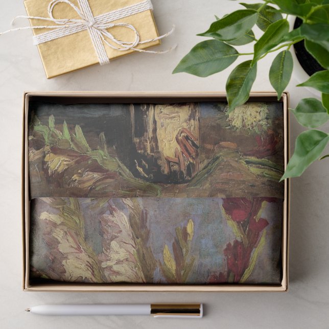Papel De Seda Vaso com Gladíolos por Vincent van Gogh (Presente)