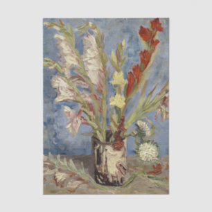 Papel De Seda Vaso com Gladíolos por Vincent Van Gogh