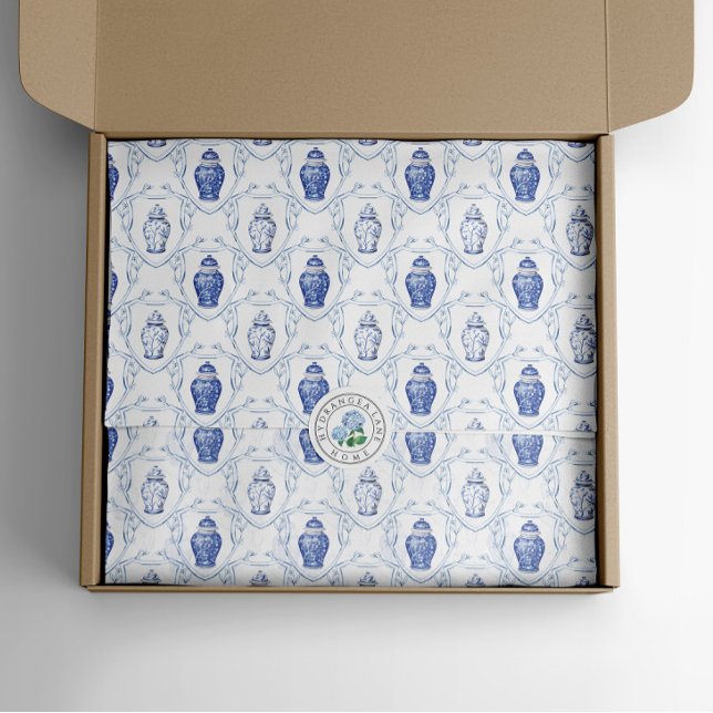 Papel De Seda Vaso de Gengibre Azul e Branco Chinoiserie (Ginger jar crest blue and white tissue paper
)