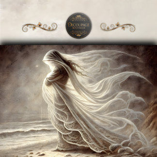 Papel De Seda Veiled Woman by the Sea Decoupage
