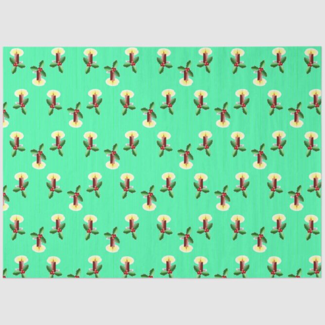 Papel De Seda Vela borgonha com Xmas Holly (Frente )