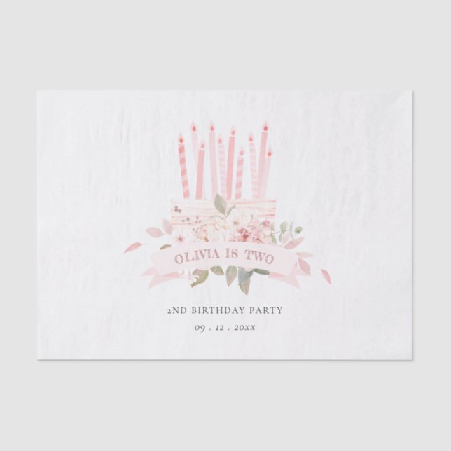 Papel De Seda Velas De Bolo Floral Suave A Qualquer Idade Aniver (Frente )