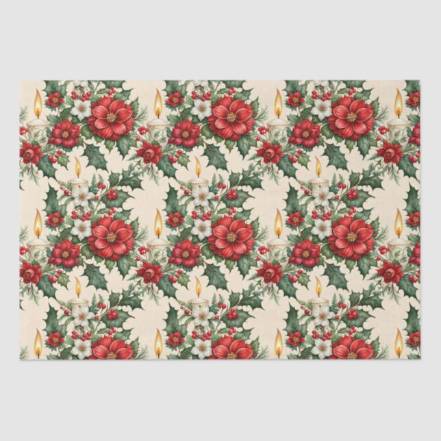 Papel De Seda Velas de Natal em Flores (Frente )