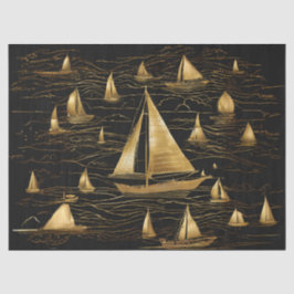 Papel De Seda Velas Douradas no Mar Negro