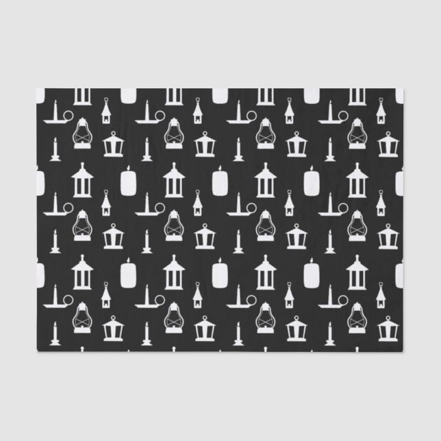 Papel De Seda Velas e Lanternas Negras (Frente )