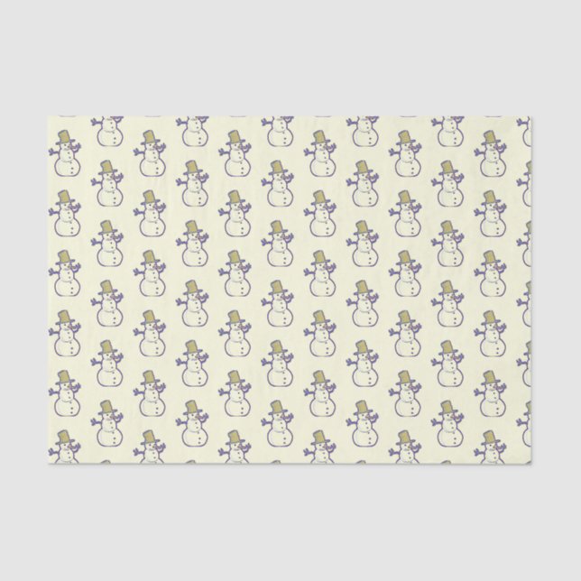 Papel De Seda Velho Snowman Movido (Frente )
