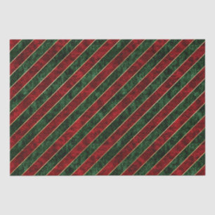 Papel De Seda Veludo de Natal com Listras Vermelhas e Verdes Vin