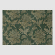 Veludo Floral Falso Verde e Dourado Natal Vintage