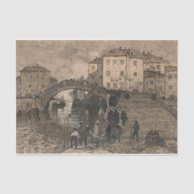 Papel De Seda Veneza, Itália (Paisagem Veneziana Vintage) (Frente )