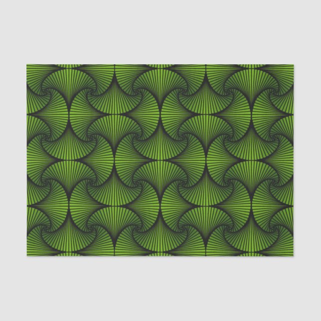 Papel De Seda Ventilador 3D Geométrico 3D Verde (Frente )
