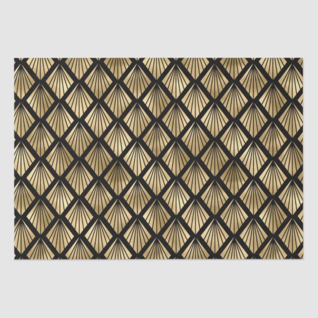 Papel De Seda Ventilador Geométrico para Deco de Arte Dourada e  (Frente )