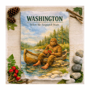 Papel De Seda Verão de Canoa do Sasquatch de Washington