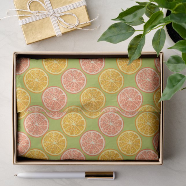 Papel De Seda Verão Laranja Verde (Presente)
