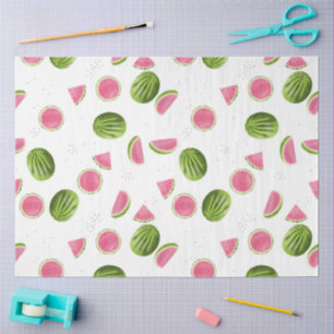 Papel De Seda Verão Padrão de Melancia Rosa e Verde