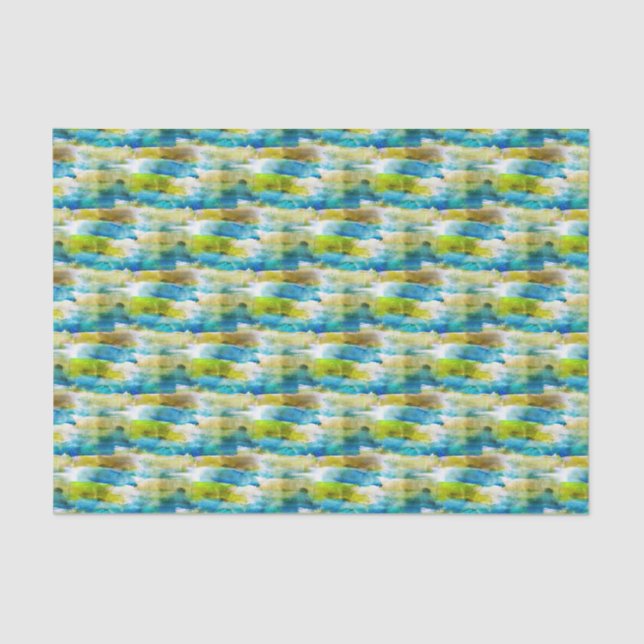 Papel De Seda Verde abstrato da aguarela, azul (Frente )