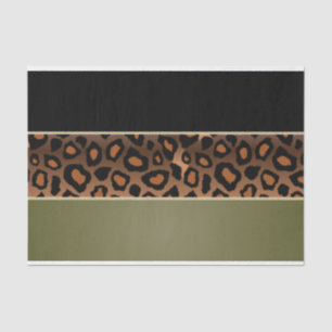 Papel De Seda Verde azeitona, preto e impressão do leopardo