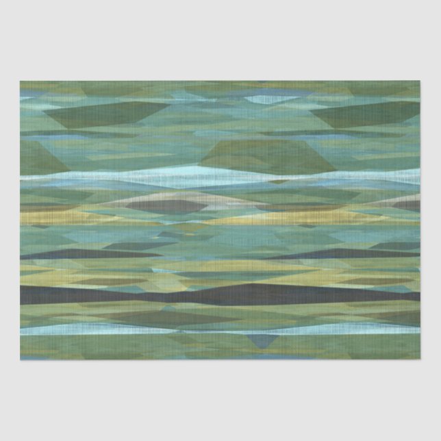Papel De Seda Verde Azul e Cinza Arte Moderna (Frente )