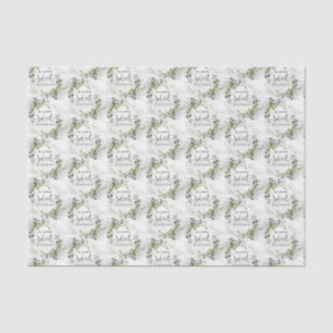 Papel De Seda Verde botânico moderno dourado 16 anos