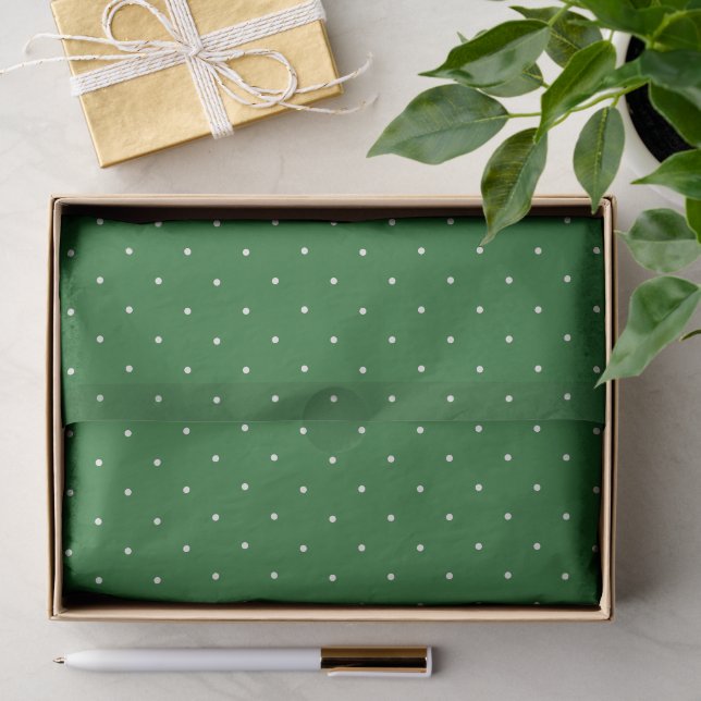 Papel De Seda Verde & Branco Mini Pontos Natal Ferias (Presente)
