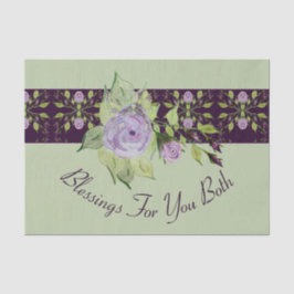 Papel De Seda Verde Claro Com Roxo