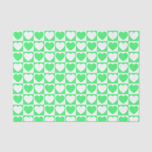 Papel De Seda Verde-claro e branco marcados com corações