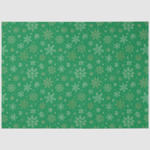 Papel De Seda Verde com flocos de neve Dourados