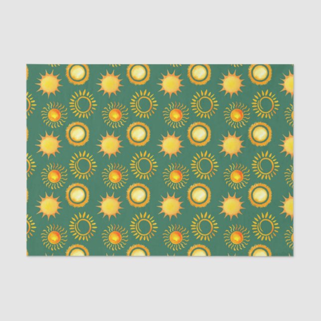 Papel De Seda Verde com Sol Amarelo (Frente )