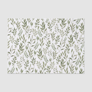 Papel de seda verde de folhas botânicas em aquarel
