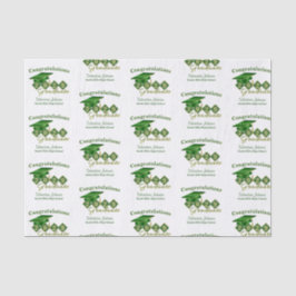 Papel De Seda Verde de graduação clássica personalizada e Dourad