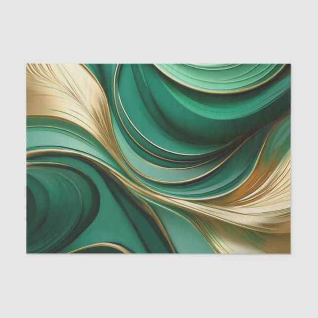 Papel De Seda Verde de Natal e Dourado (Frente )