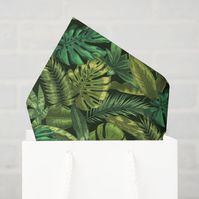 Papel De Seda Verde de Selva Tropical (Sacola de presentes)