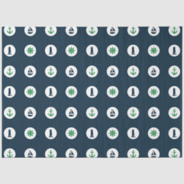 Papel De Seda Verde e Azul-Marinho Série Náutica Design 15