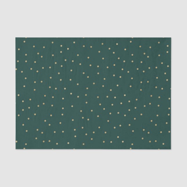Papel De Seda Verde escuro com pontos Dourados (Frente )