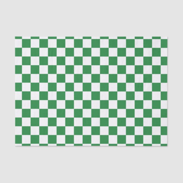 Papel De Seda Verde escuro e branco Checkered (Frente )