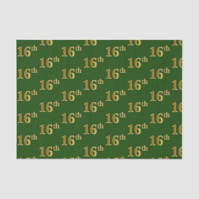 Papel De Seda Verde, Faux Dourado 16º (Décimo Sexto) Evento (Frente )