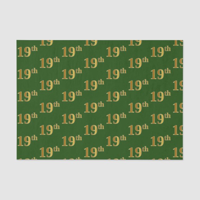 Papel De Seda Verde, Faux Dourado 19º (19º) Evento (Frente )