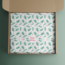 Verde Folhas e Berries Vermelhos Padrão de Natal B