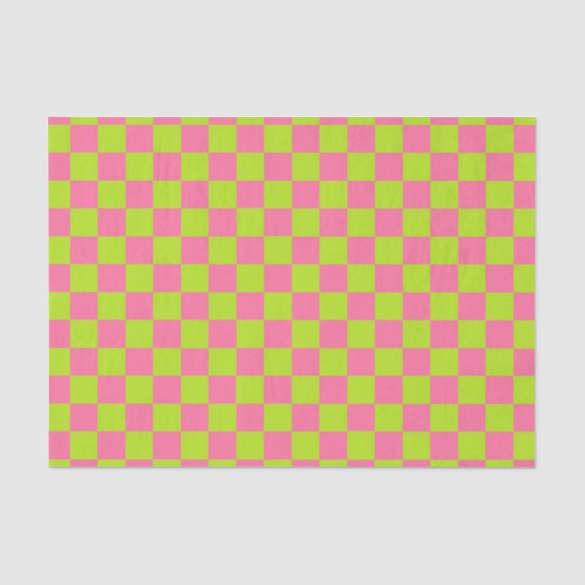 Papel De Seda Verde limão e rosa verificados (Frente )
