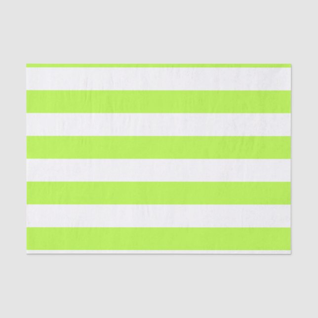 Papel De Seda Verde limão Horizontal Negrito e Listras Brancas (Frente )