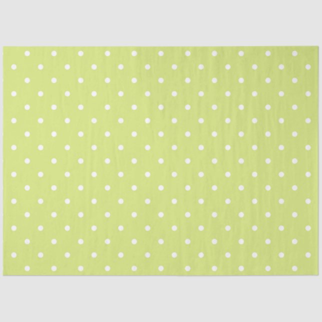 Papel De Seda Verde limão PALE COM BOLINHAS BRANCAS (Frente )