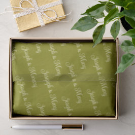 Papel De Seda Verde Oliva e Elegante Creme Letra Boho Casamento