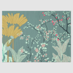 Papel De Seda Verde Palm Chinoiserie Tecido Floral