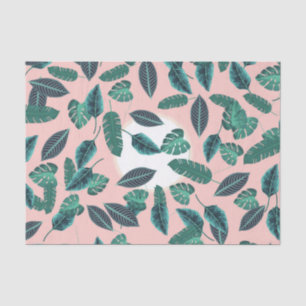 Papel De Seda Verdes cor-de-rosa tropicais de verão deixam padr