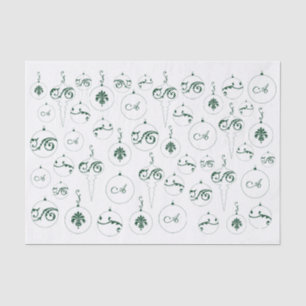 Papel De Seda Verdes Monogramas Bauble Ornaments Natal