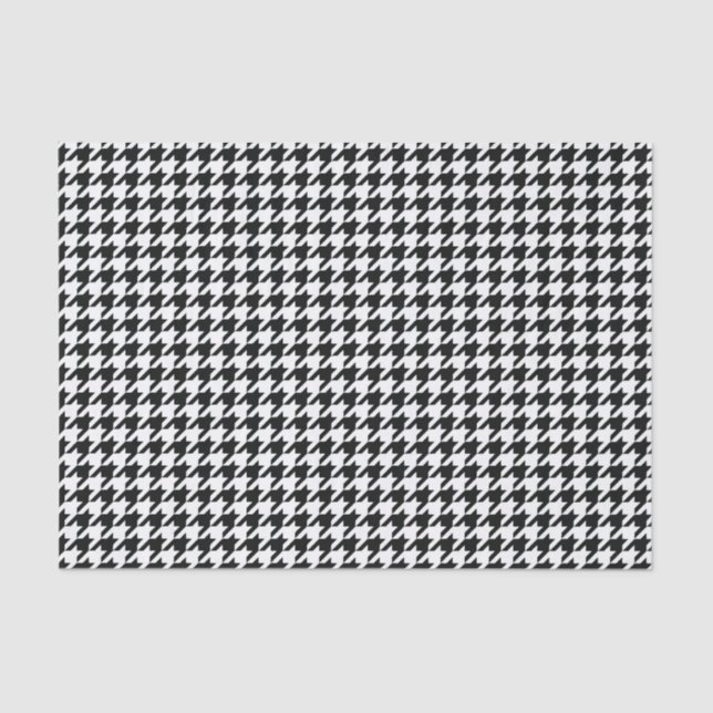 Papel De Seda Verificação de houndstooth Clássico Branco Preto (Frente )