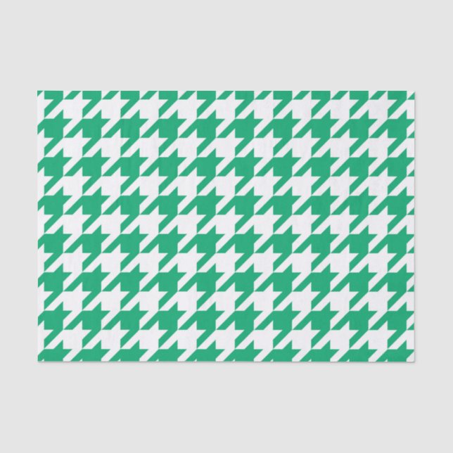 Papel De Seda Verificação de Houndstooth Verde e Branco (Frente )