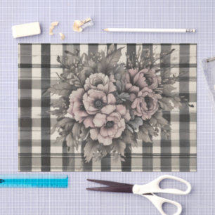 Papel De Seda Verificação de Vintage com Impressão de Decoupage 
