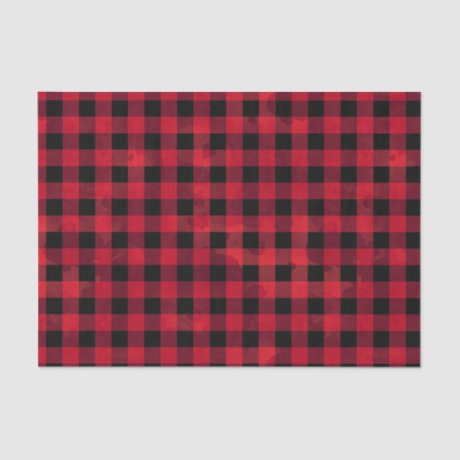 Papel De Seda Verificação vermelha do búfalo com textura da (Frente )