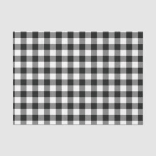 Papel De Seda Verificações de Buffalo Branco Preto Moderno