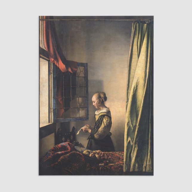 Papel De Seda Vermeer - Rapariga lendo uma carta em uma janela a (Criador carregado)